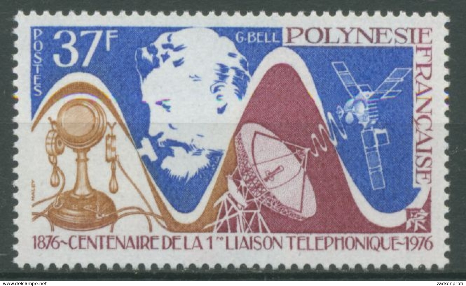 Französisch-Polynesien 1976 Alexander Graham Bell 100 J. Telefon 222 Postfrisch - Ongebruikt