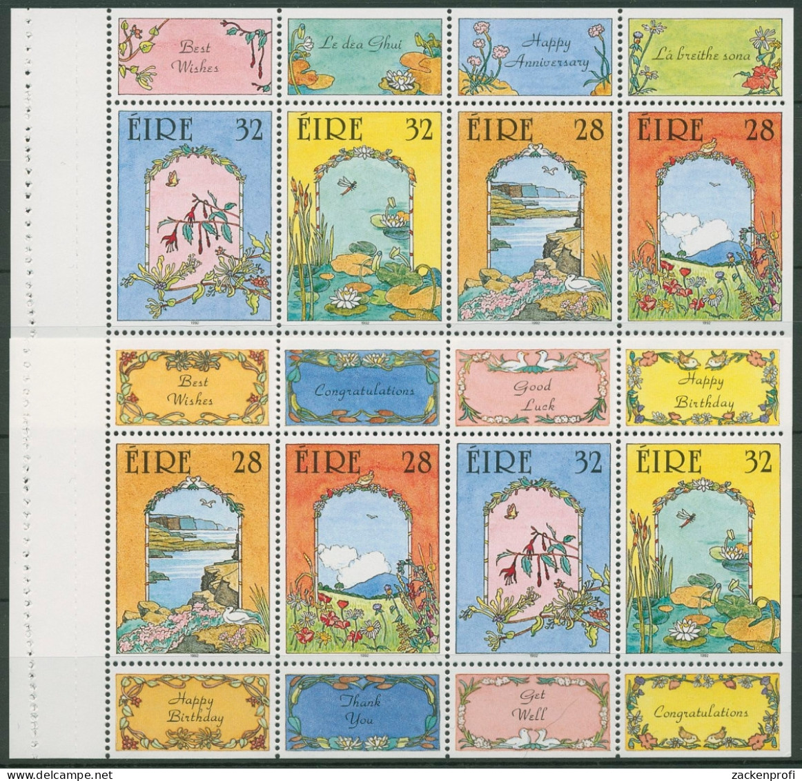 Irland 1992 Heftchenblatt Landschaften Pflanzen H-Blatt 31/32 Postfrisch(C95373) - Ungebraucht