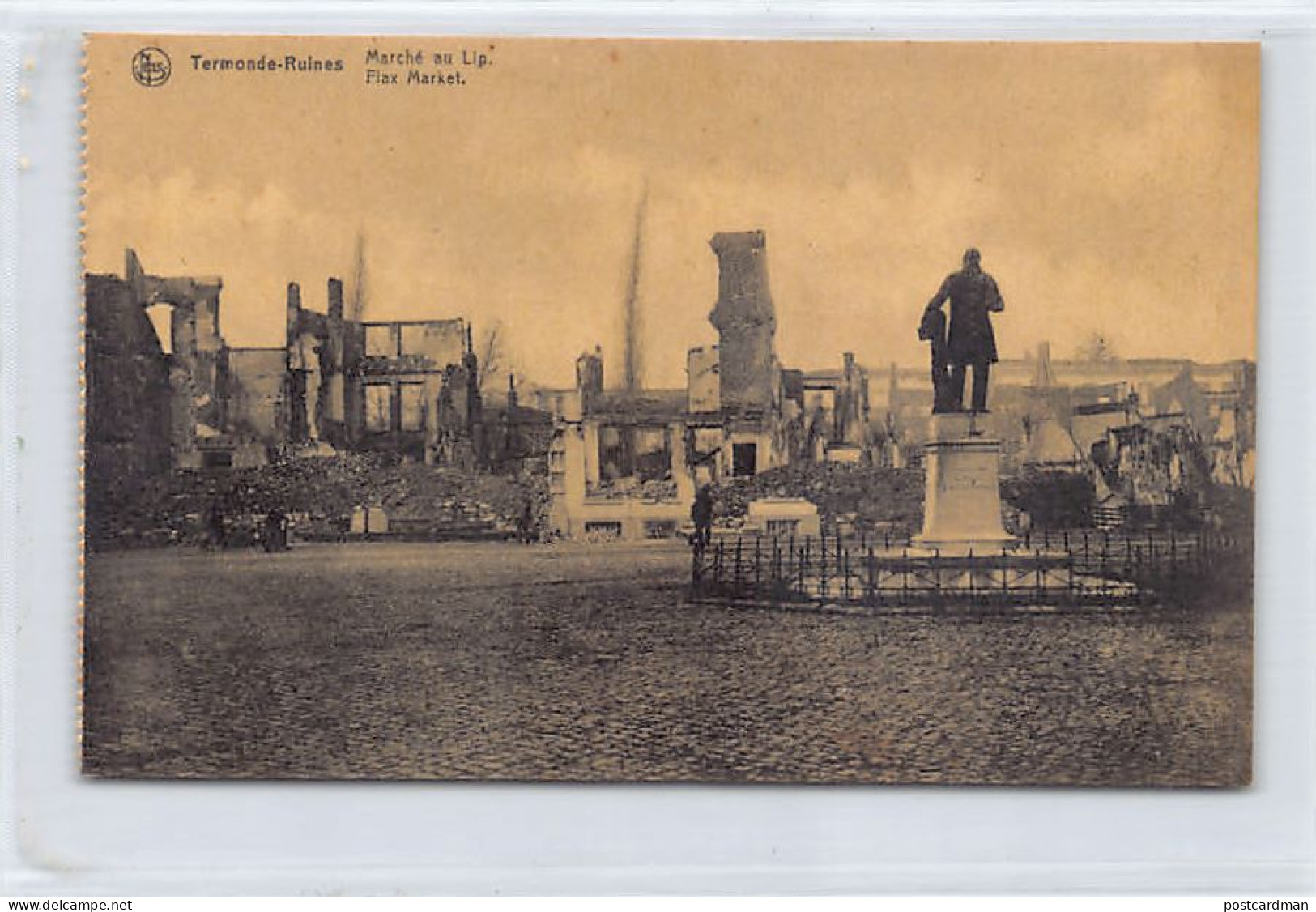 DENDERMONDE (O. Vl.) Ruïnes - Eerste Wereldoorlog - Linnenmarkt - Uitg. Du Caju  - Dendermonde
