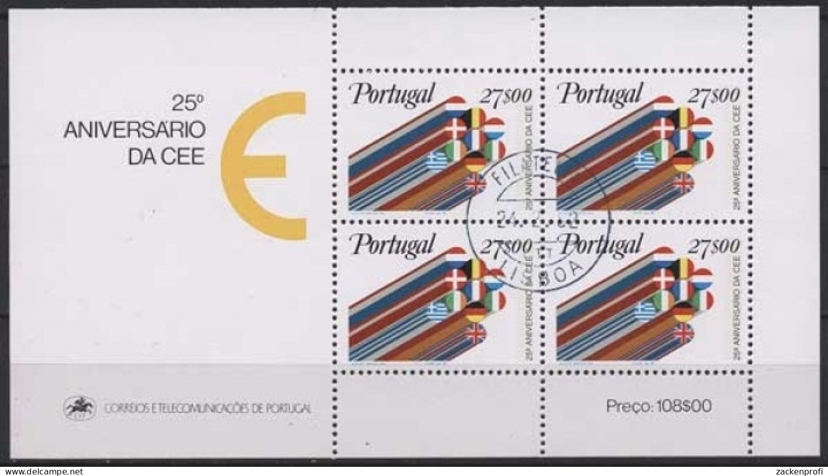 Portugal 1982 25 Jahre EWG Landesflaggen Block 34 Gestempelt (C91034) - Blocks & Kleinbögen