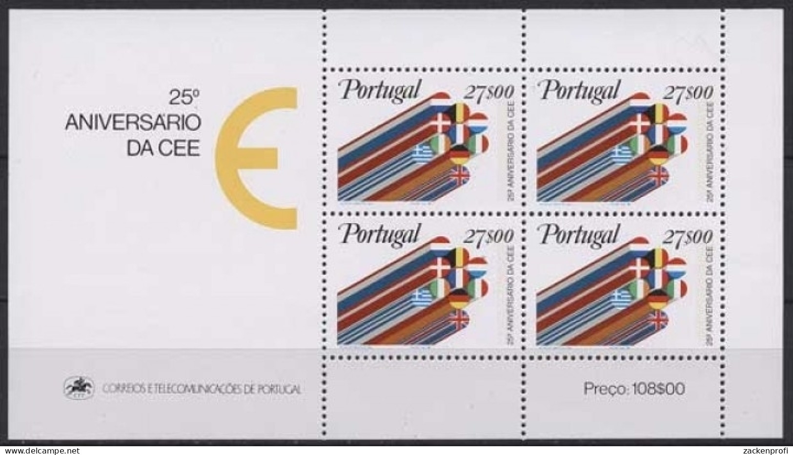 Portugal 1982 25 Jahre EWG Landesflaggen Block 34 Postfrisch (C91035) - Hojas Bloque