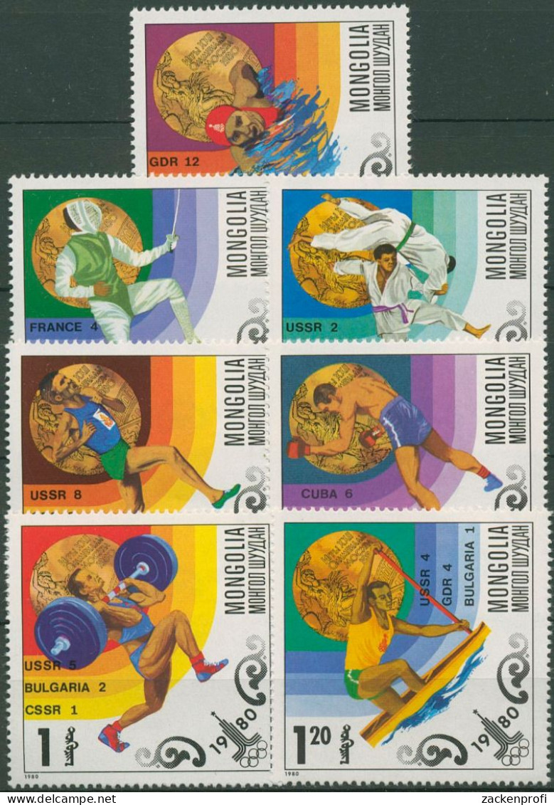 Mongolei 1980 Olympia Sommerspiele Moskau Medaillengewinner 1303/09 Postfrisch - Mongolie