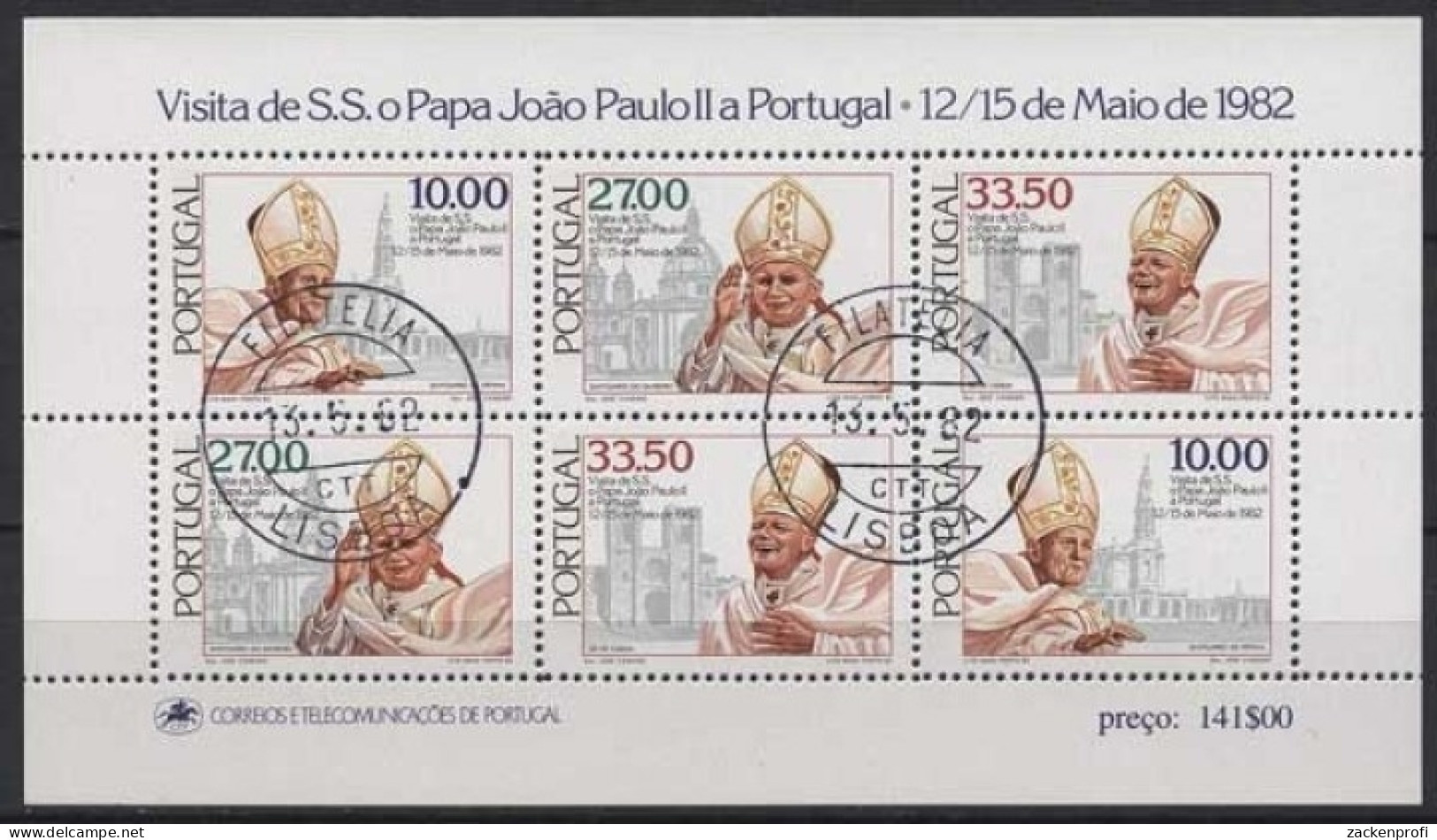 Portugal 1982 Papst Johannes Paul II. Block 36 Gestempelt (C91039) - Blocks & Sheetlets