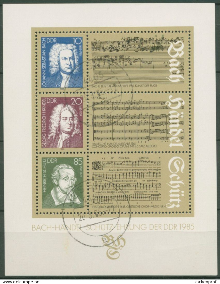DDR 1985 Komponisten Bach Händel Schütz Block 81 Gestempelt (C96882) - Autres & Non Classés
