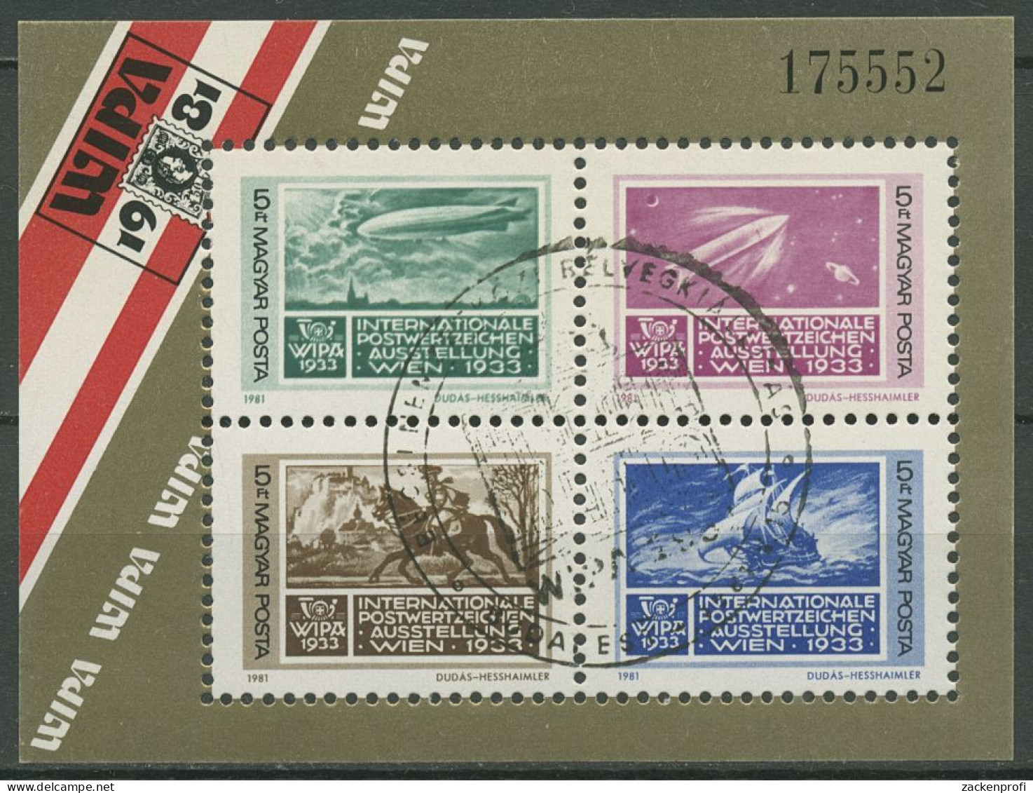 Ungarn 1981 WIPA'81 Wien Mit WIPA V.1933 Block 150 A Gestempelt (C92579) - Blocks & Sheetlets