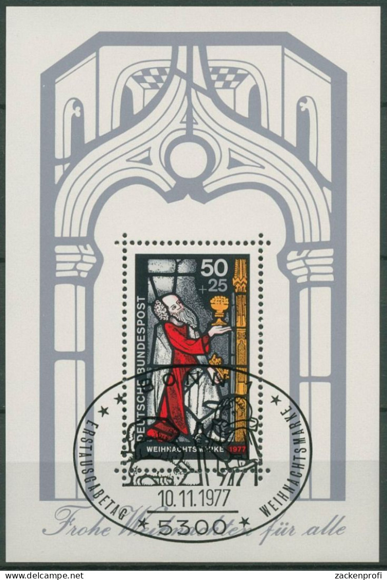 Bund 1977 Weihnachten Glasfenster Block 15 ESST Bonn Gestempelt (C98634) - Altri & Non Classificati