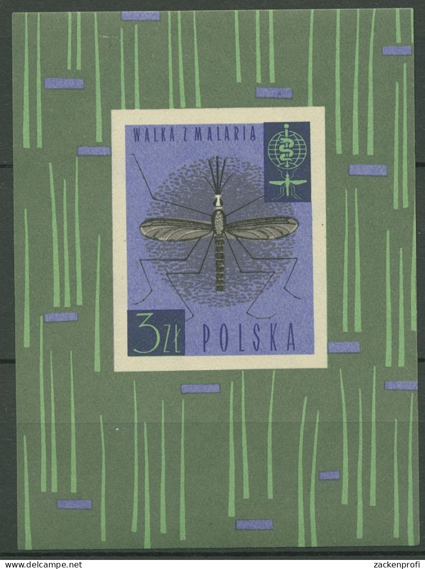 Polen 1962 Malaria Stechmücke Block 27 Postfrisch (C93240) - Blocks & Kleinbögen