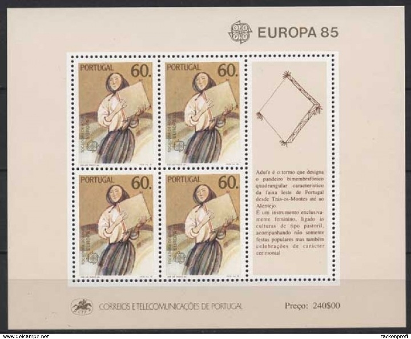 Portugal 1985 Europa CEPT Jahr Der Musik Block 47 Postfrisch (C91055) - Hojas Bloque