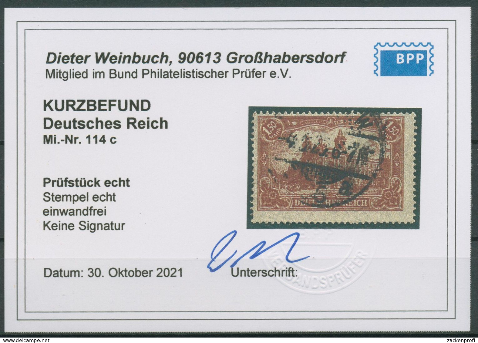 Deutsches Reich 1920 Reichspostamt Berlin 114 C Gestempelt Geprüft Mit Befund - Used Stamps