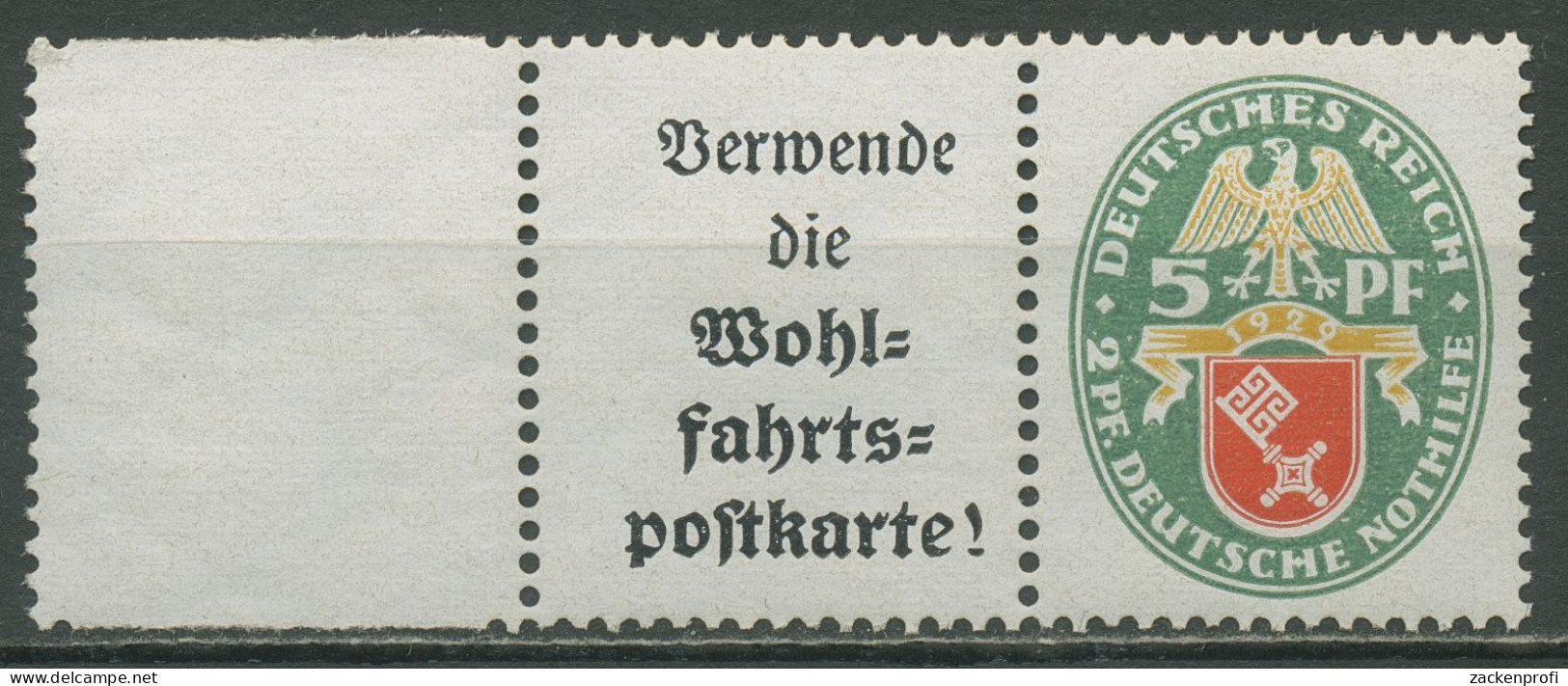 Deutsches Reich Zusammendrucke 1929 Nothilfe W 34 LR Mit Falz - Zusammendrucke