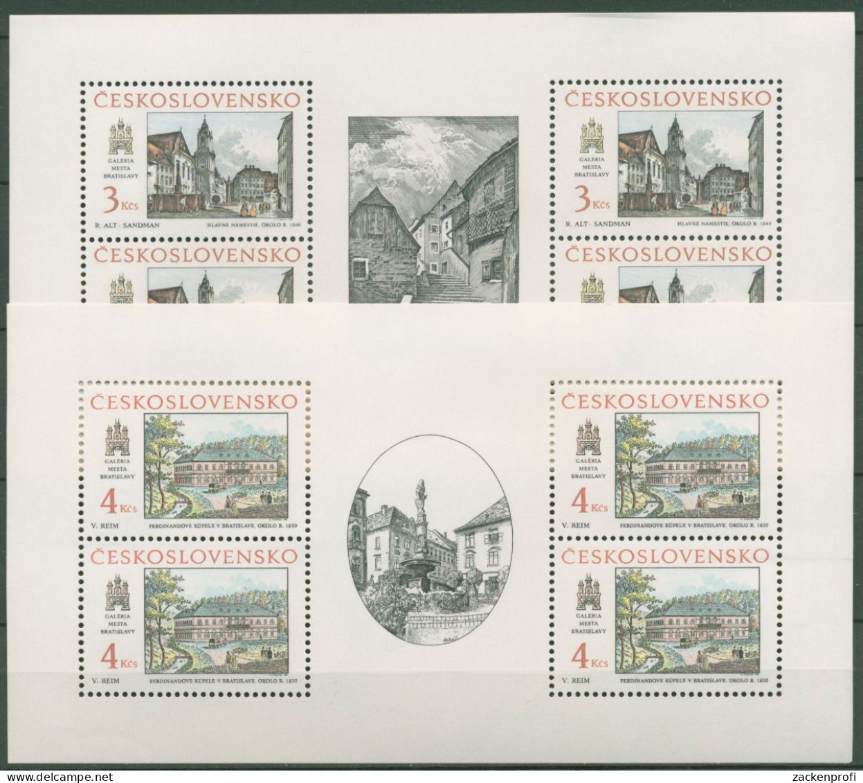 Tschechoslowakei 1988 Historische Motive Bratislava 2977/78 K Postfrisch(C62808) - Hojas Bloque