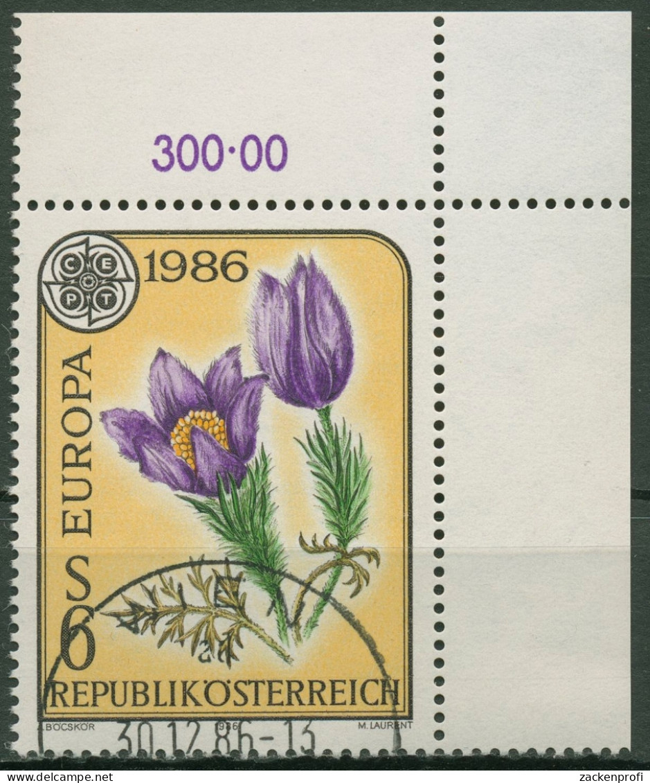 Österreich 1986 Europa CEPT Naturschutz Küchenschelle 1848 Ecke Gestempelt - Usati