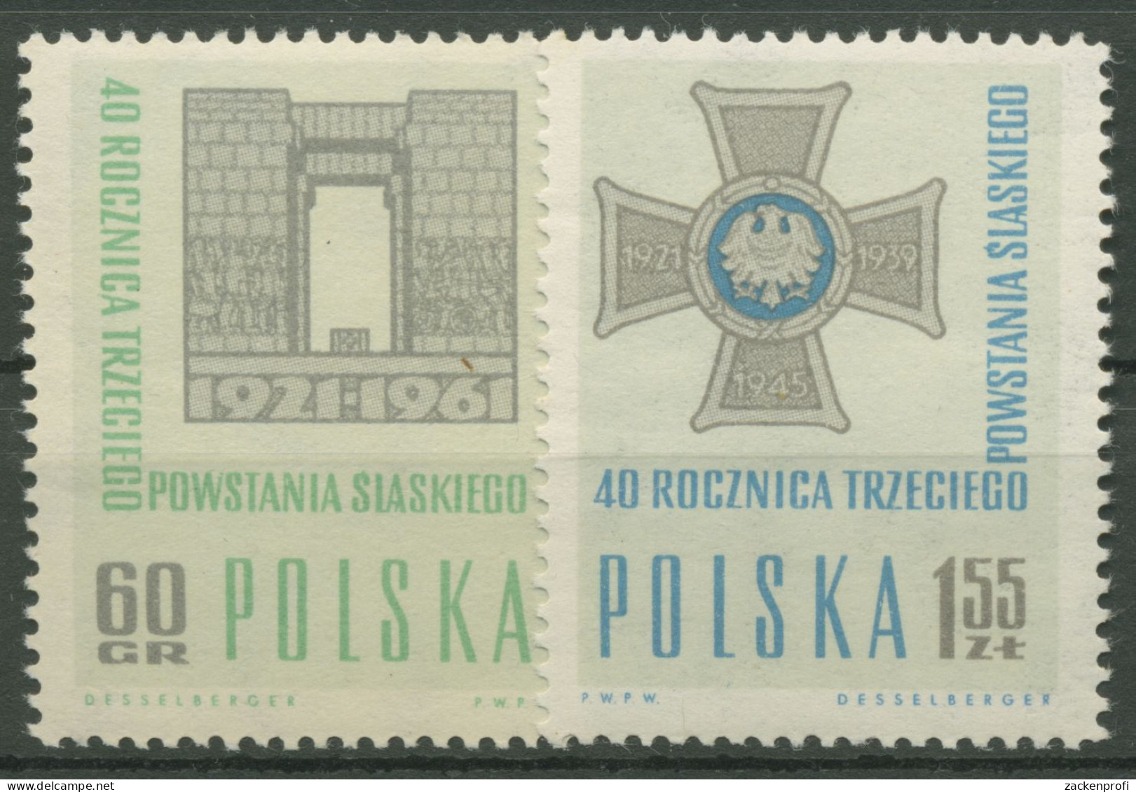 Polen 1961 Schlesischer Aufstand Denkmal 1259/60 Postfrisch - Ungebraucht