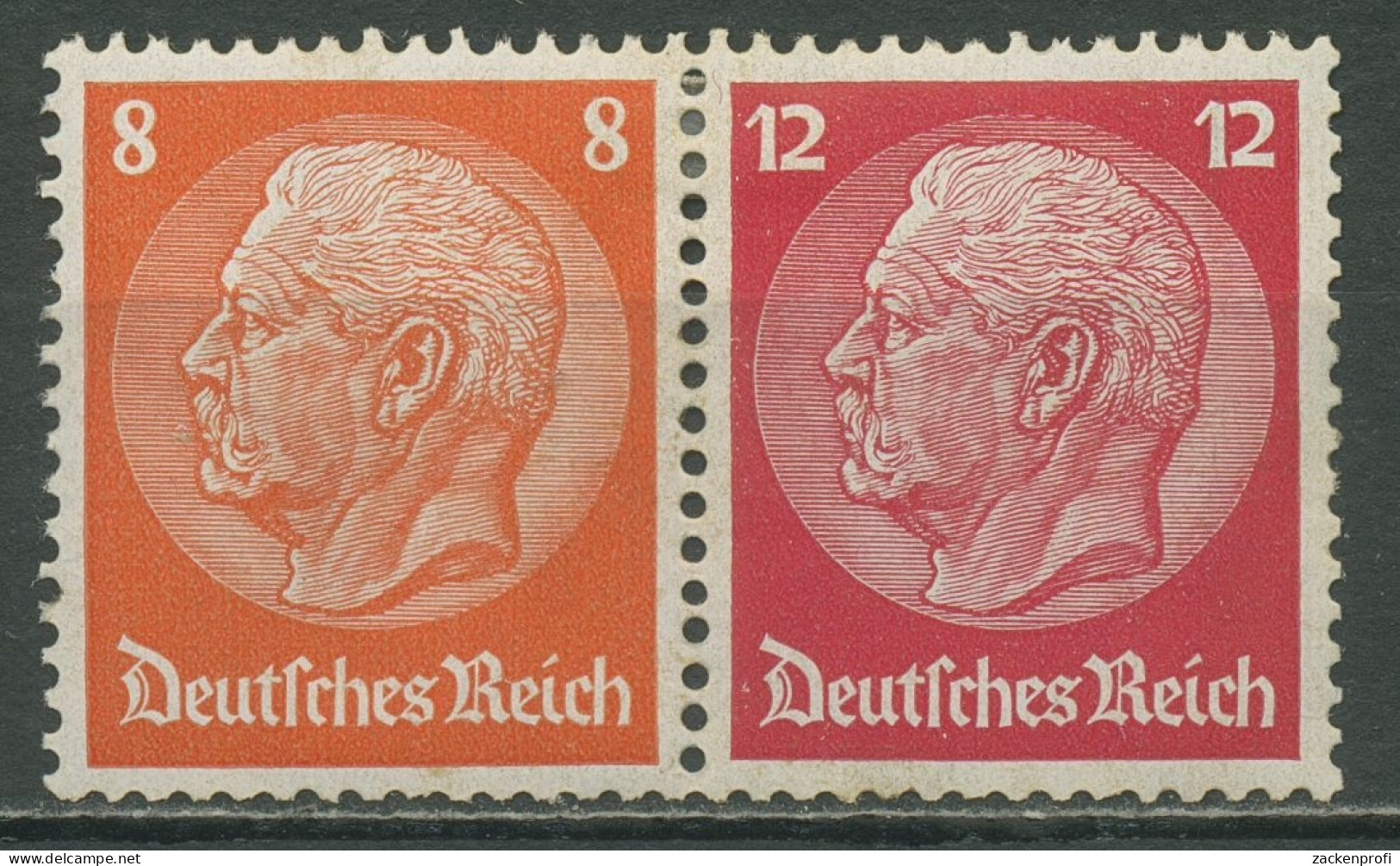 Dt. Reich Zusammendrucke 1933 Hindenburg WZ 2 Waffeln W 46 Mit Falz - Zusammendrucke