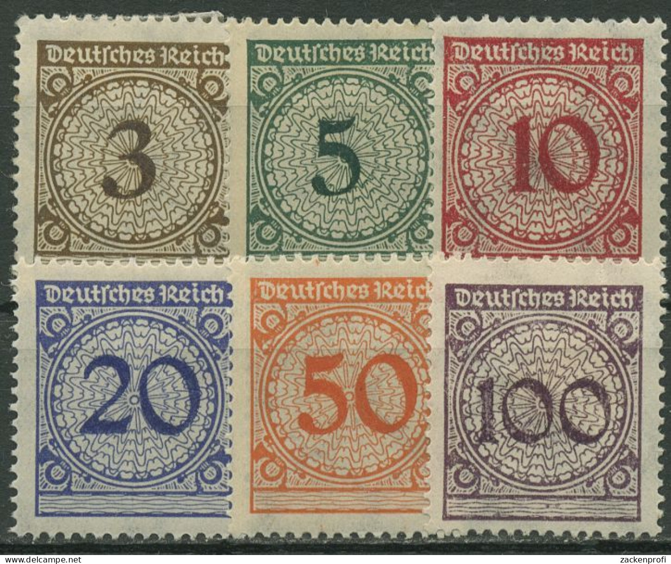 Deutsches Reich 1923 Freimarken: Korbdeckelmuster 338/43 Mit Falz - Nuevos