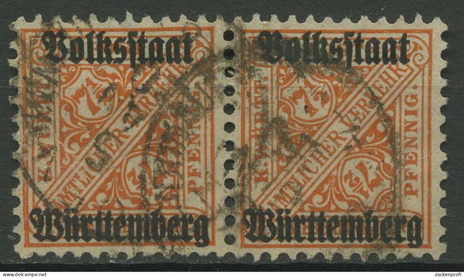 Württemberg Dienstmarken 1919 Mit Aufdruck 261 Waagerechtes Paar Gestempelt - Used