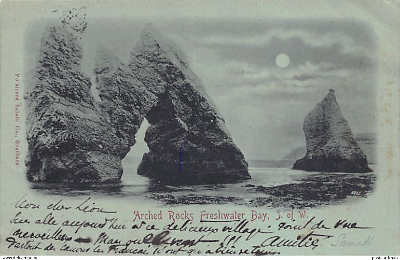 England - Isle Of Wight - Arched Rocks, Freshwater Bay By Night - Publ. Postcard Salute Co. - Autres & Non Classés