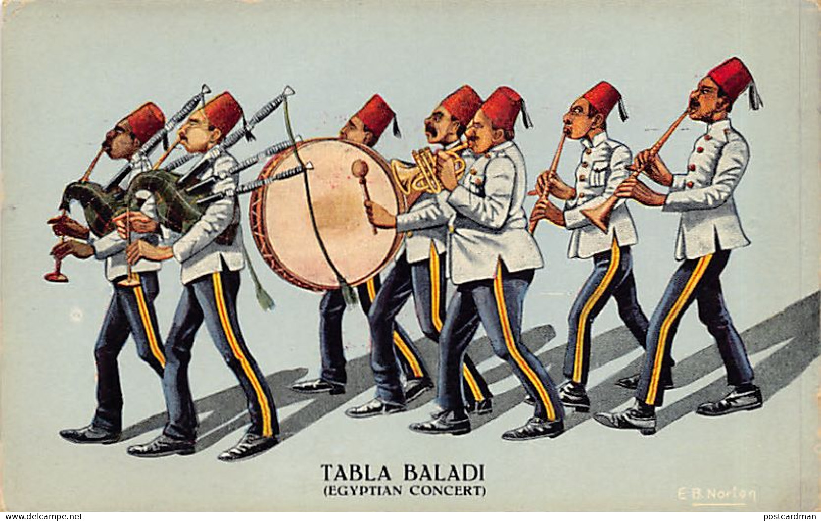 Egypt - Tabla Baladi (Egyptian Concert) - Caricature Postcard By E. B. Norton - Publ. The Cairo Postcard Trust Serie 39  - Personen