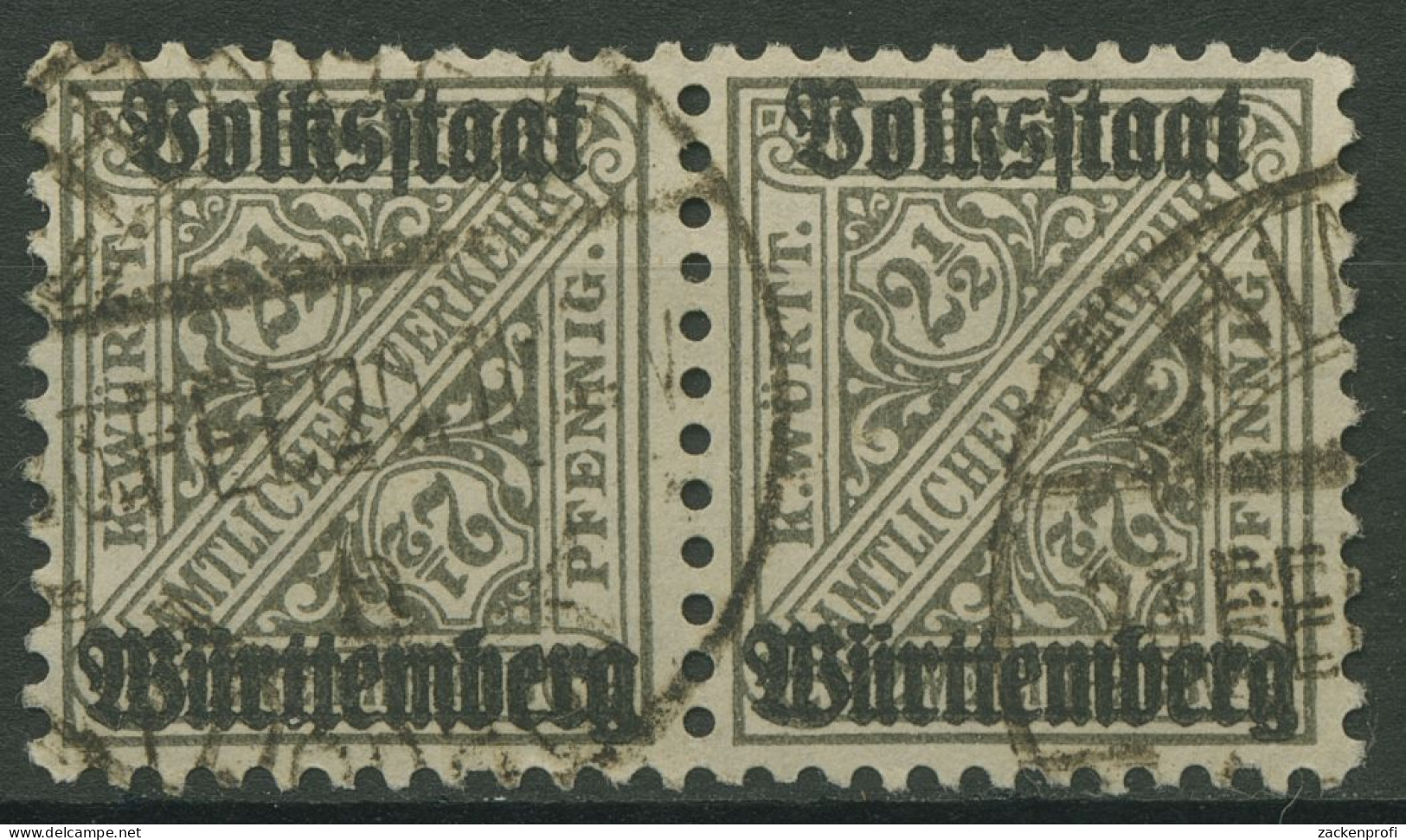 Württemberg Dienstmarken 1919 Mit Aufdruck 258 Waagerechtes Paar Gestempelt - Oblitérés