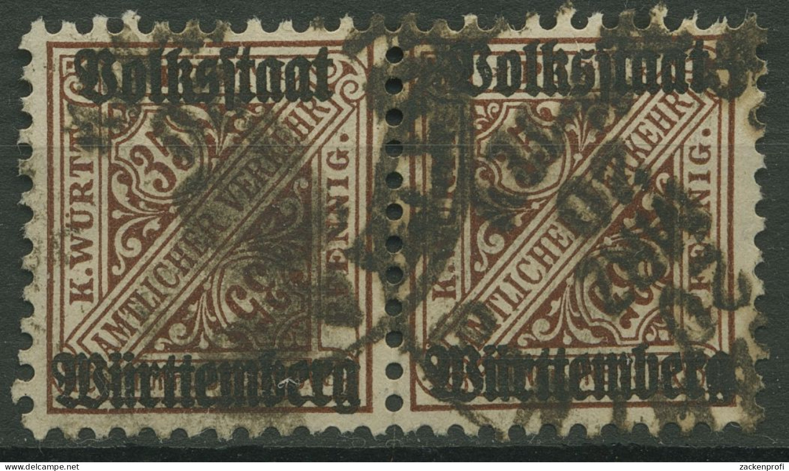 Württemberg Dienstmarken 1919 Mit Aufdruck 267 Waagerechtes Paar Gestempelt - Afgestempeld