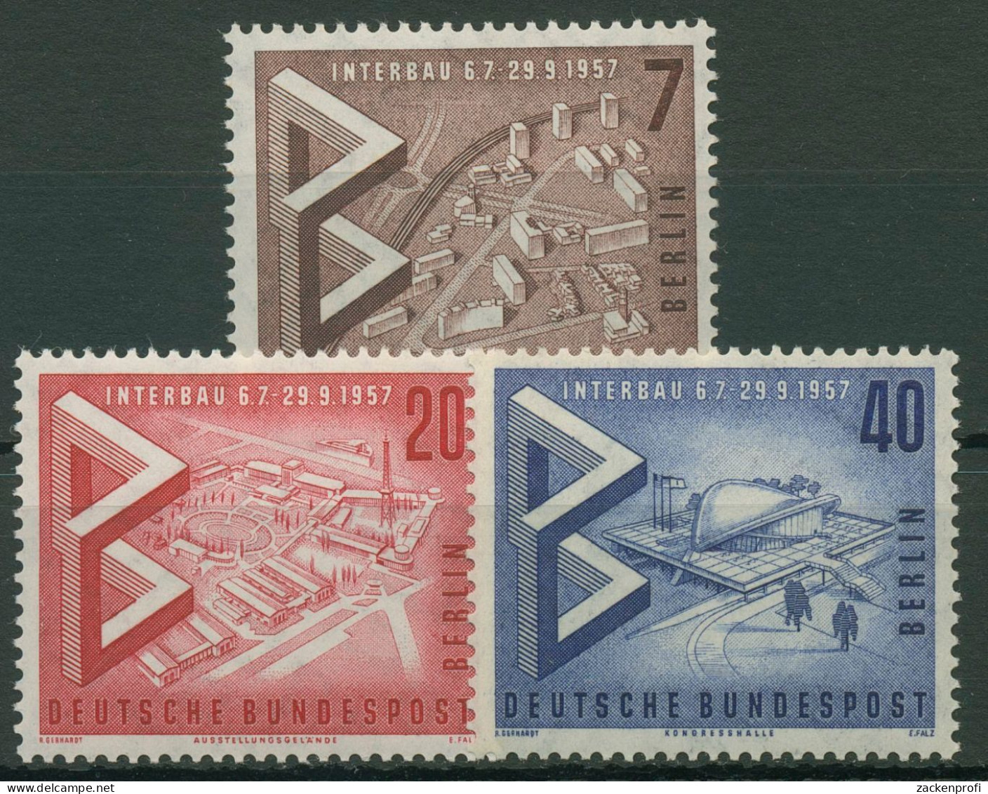 Berlin 1957 Int. Ausstellung INTERBAU BERLIN 160/62 Postfrisch - Unused Stamps