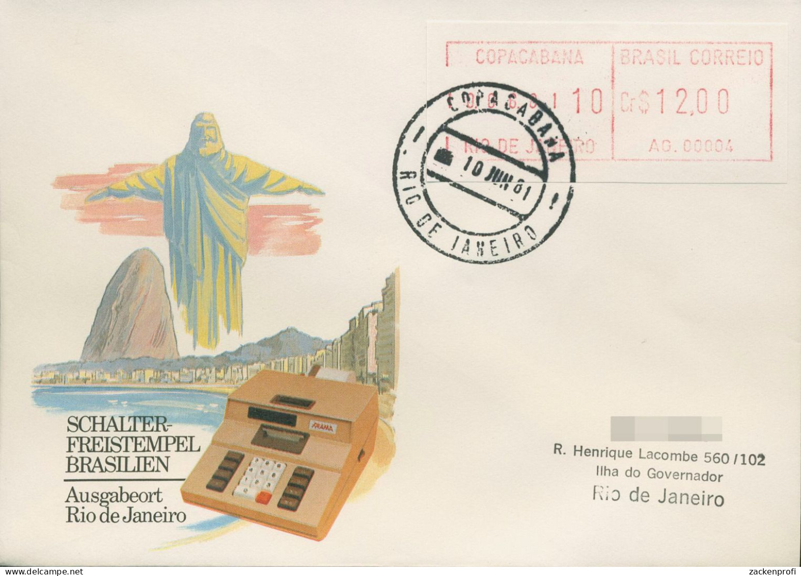 Brasilien 1981 ATM Automat AG. 00004 Ersttagsbrief ATM 2.4 D FDC (X80591) - Automatenmarken (Frama)