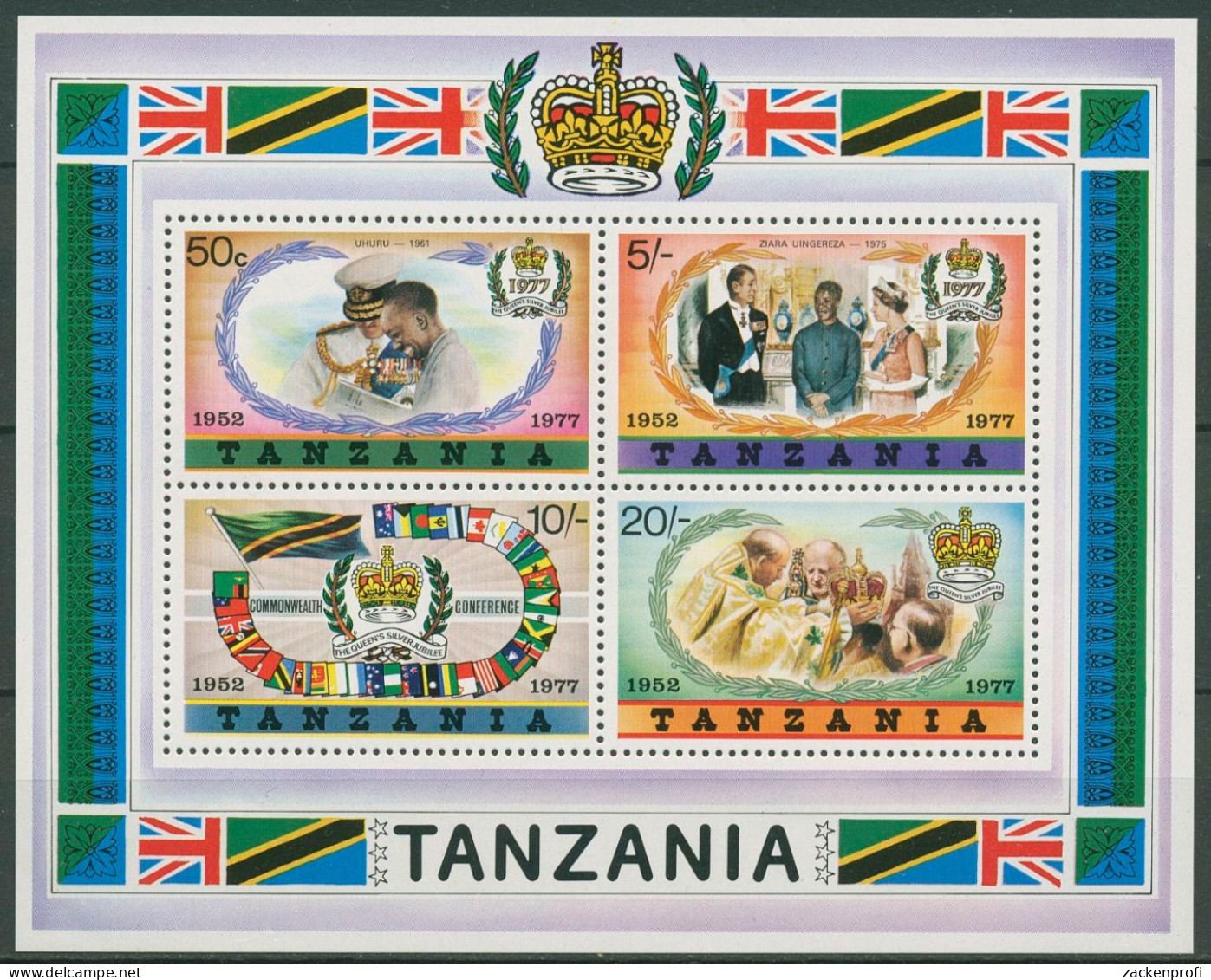 Tansania 1977 Regierungsjubiläum Königin Elisabeth Block 9 Postfrisch (C40630) - Tanzanie (1964-...)