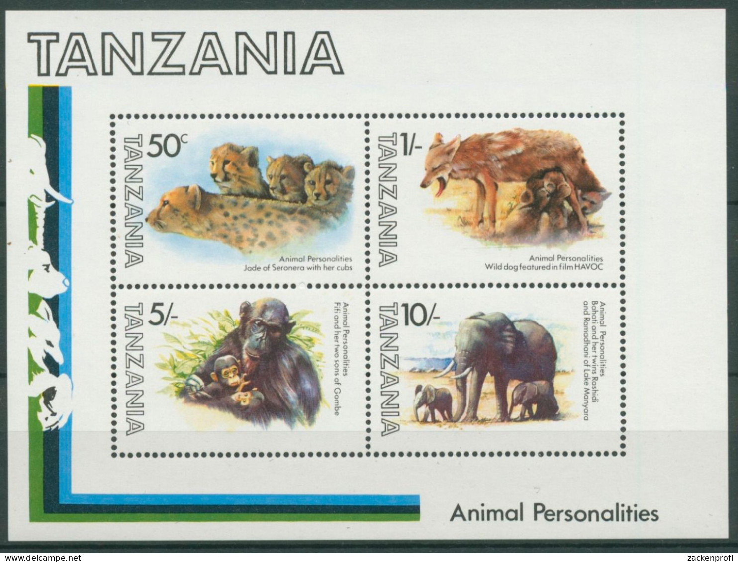Tansania 1982 Tiere Aus Film Und Fernsehen Block 28 Postfrisch (C23115) - Tansania (1964-...)