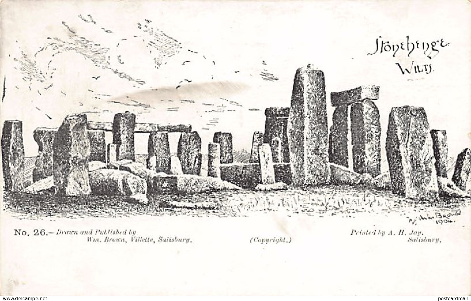 England - STONEHENGE - Drawn And Published By Wm. Brown, Villette, Salisbury - Stonehenge