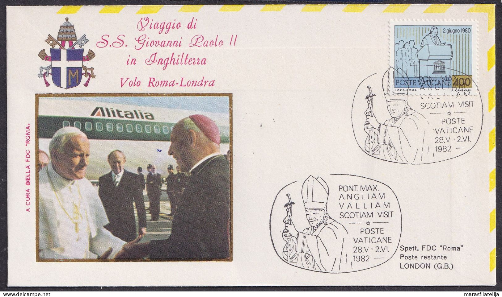 Vatican 1982, Pope Voyage, Great Britain, Special Cover - Sonstige & Ohne Zuordnung