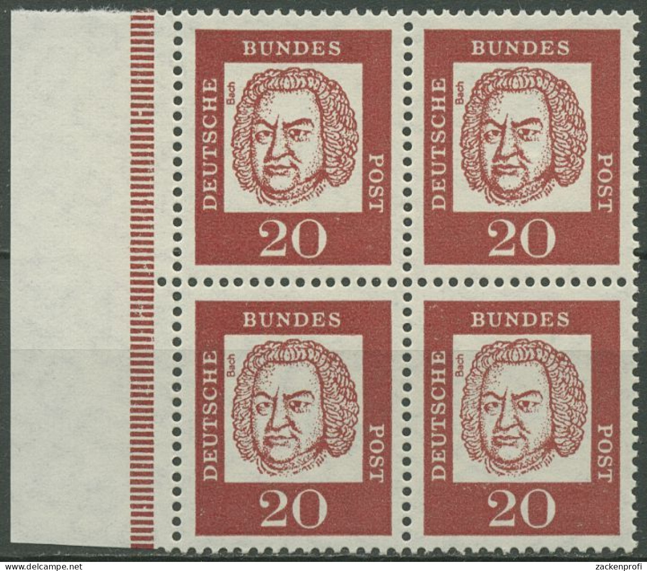 Bund 1961 Bedeutende Deutsche 4er-Block Aus MHB 352 Y SR Li. Postfrisch - Neufs