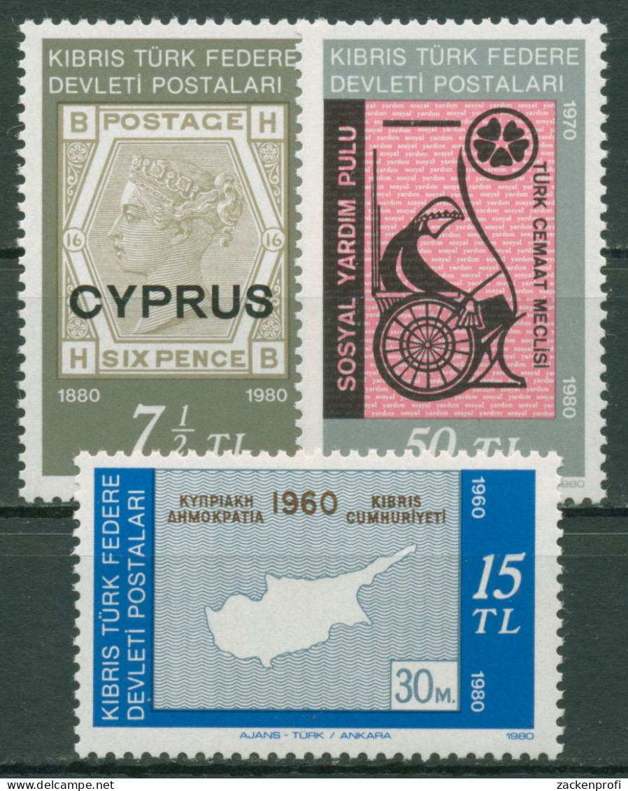 Türkisch-Zypern 1980 Jahrestage 100 Jahre Briefmarken 90/92 Postfrisch - Ungebraucht