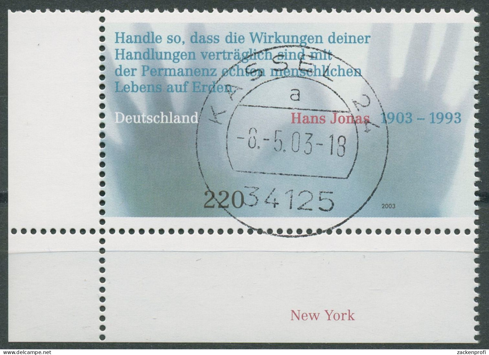 Bund 2003 Philosoph Hans Jonas 2338 Mit TOP-Stempel - Used Stamps