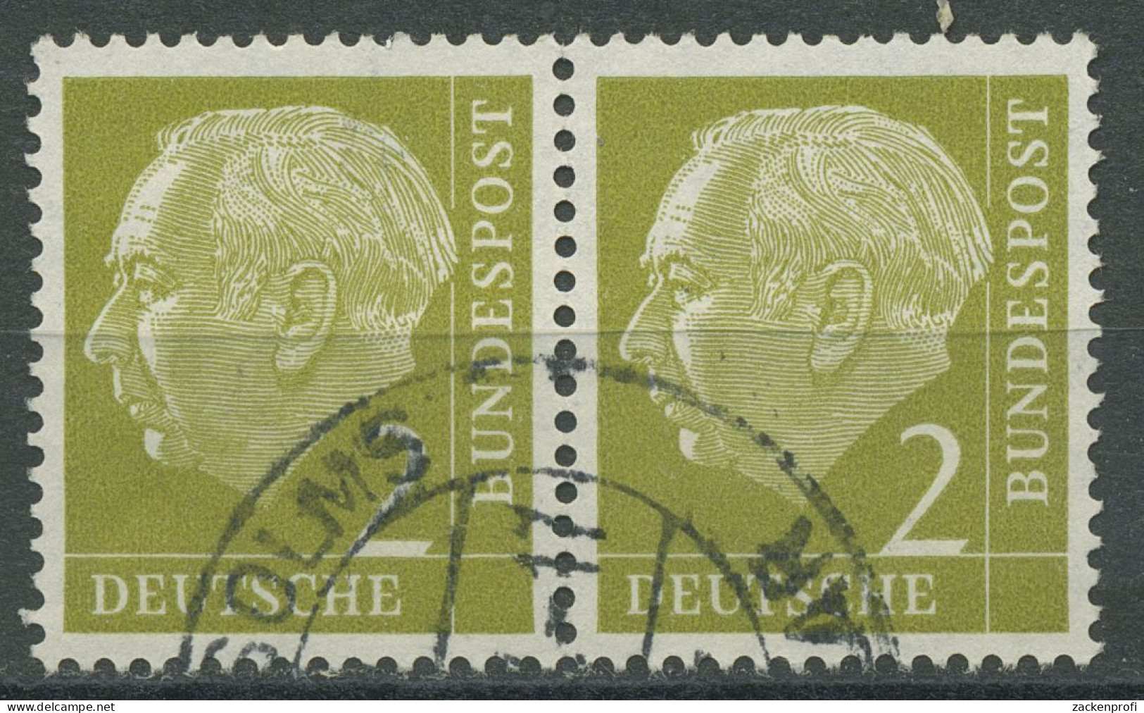 Bund 1954 Th. Heuss I Bogenmarken 177 Waagerechtes Paar Gestempelt - Gebraucht