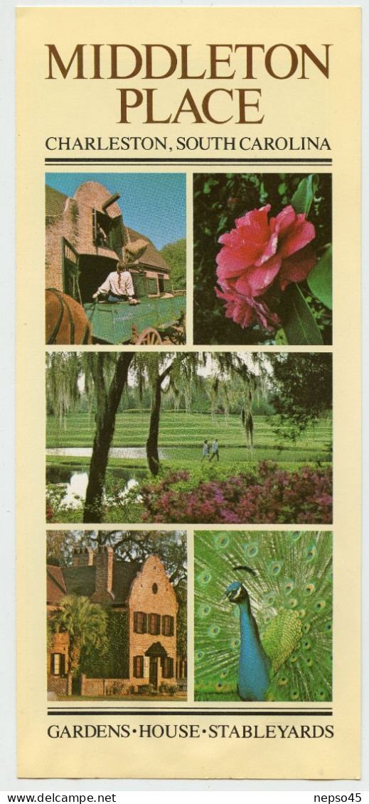 Dépliant Touristique.Amérique.U.S.A.Middleton Charleston South Carolina.Gardens.House.Stableyards.Annual Events1978. - Dépliants Touristiques
