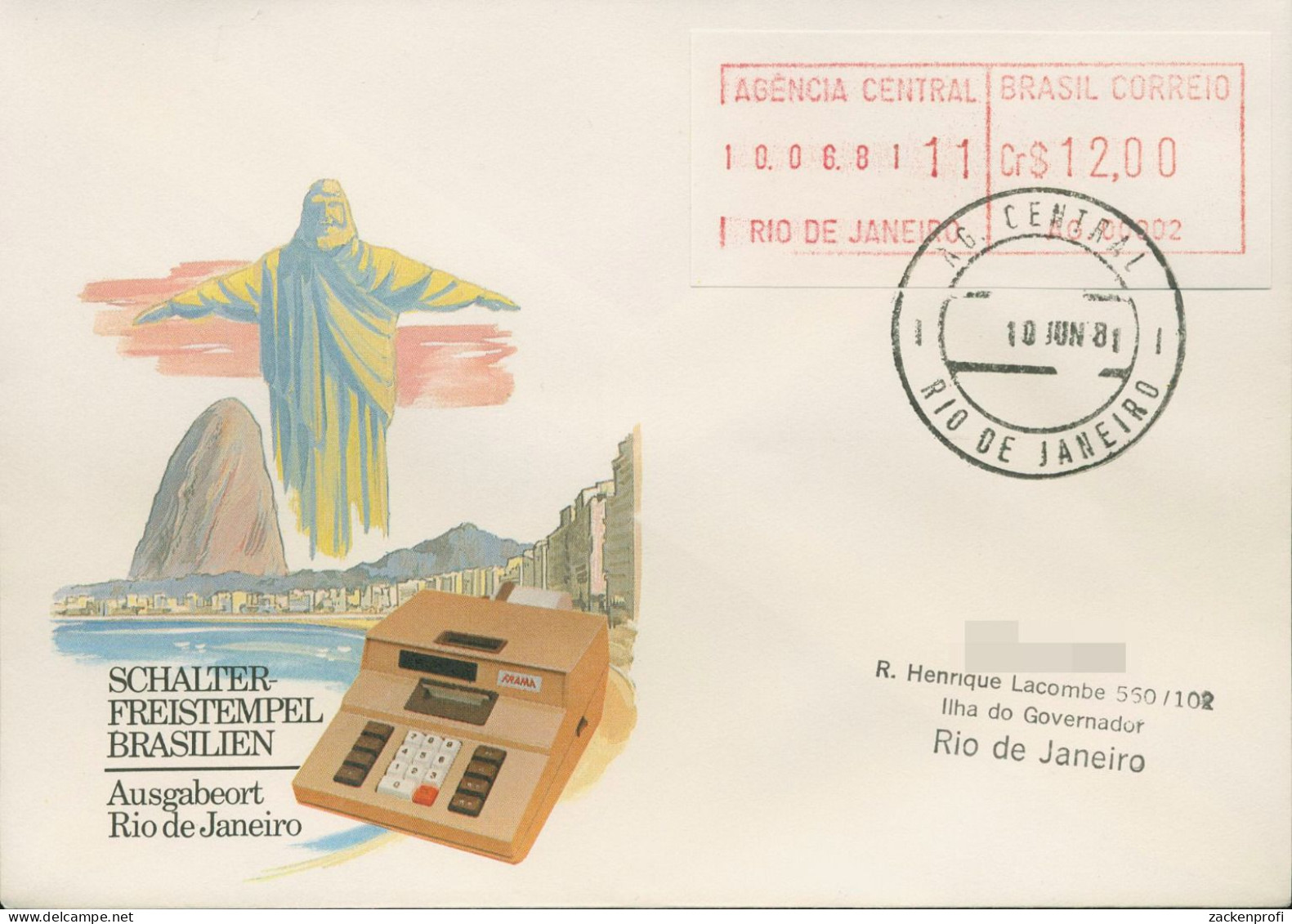 Brasilien 1981 ATM Automat AG. 00002 Ersttagsbrief ATM 2.2 D FDC (X80590) - Automatenmarken (Frama)