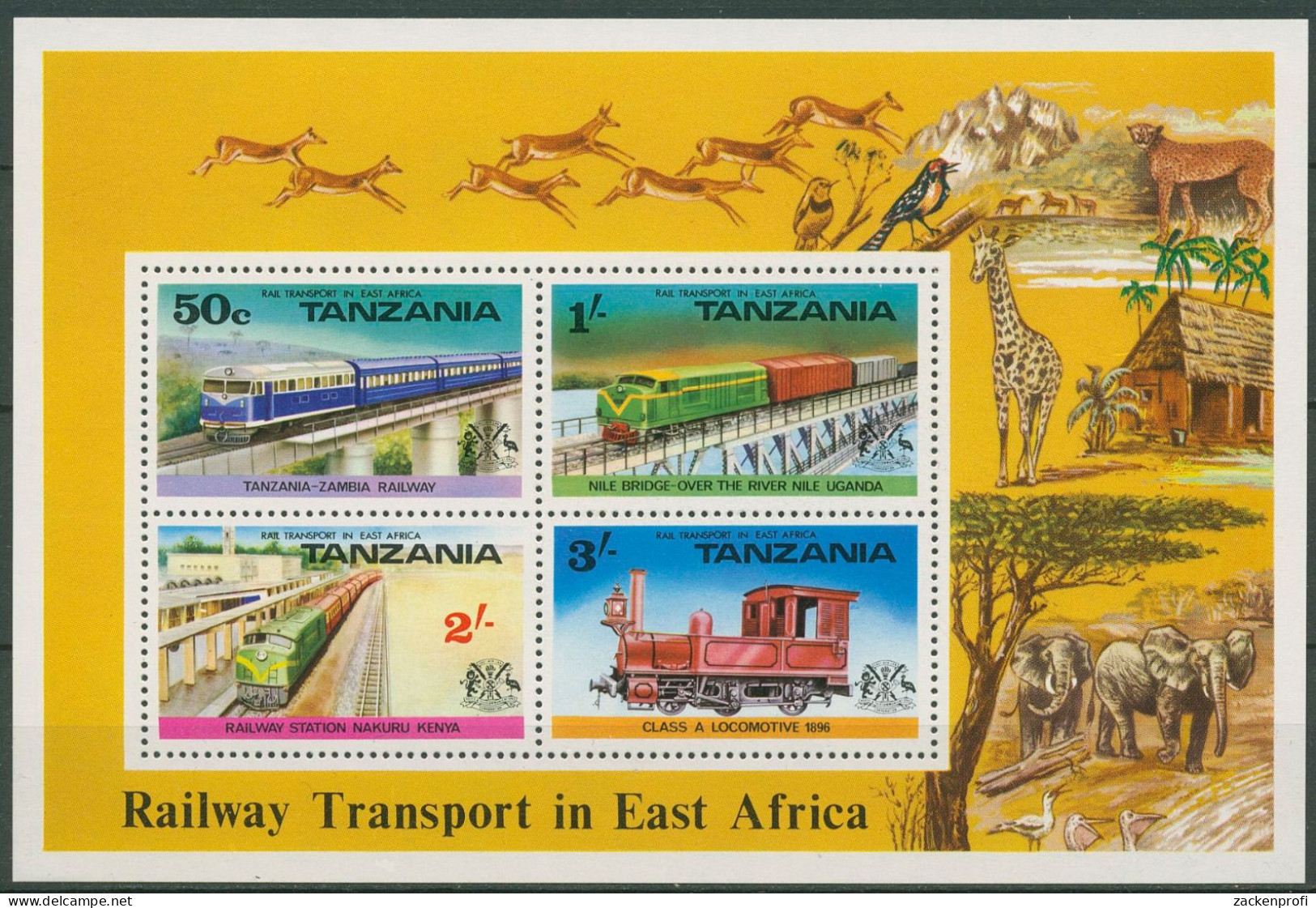 Tansania 1976 Schienenverkehr In Ostafrika Eisenbahn Block 3 Postfrisch (C40628) - Tansania (1964-...)