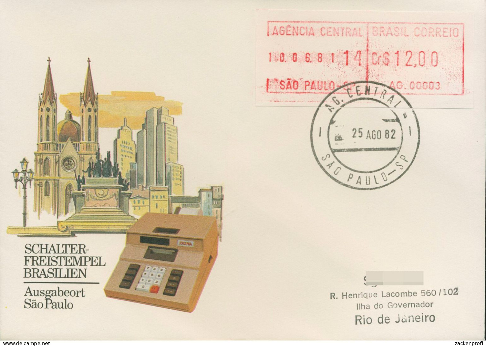 Brasilien 1981 ATM Automat AG. 00003 Einzelwert ATM 2.3 B Auf Brief (X80586) - Affrancature Meccaniche/Frama