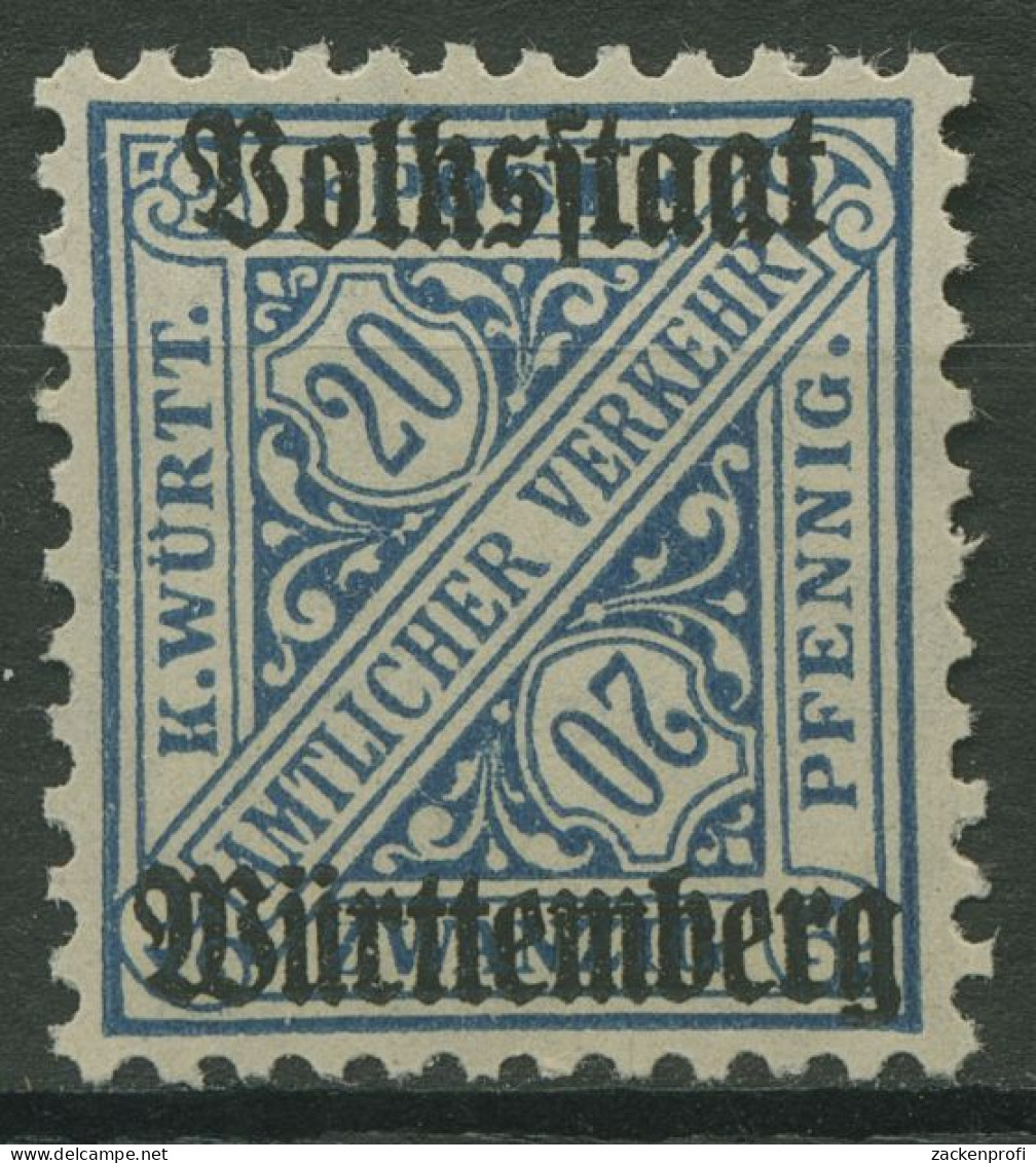 Württemberg Dienstmarken 1919 Volksstaat Württemberg 264 C Postfrisch - Ungebraucht