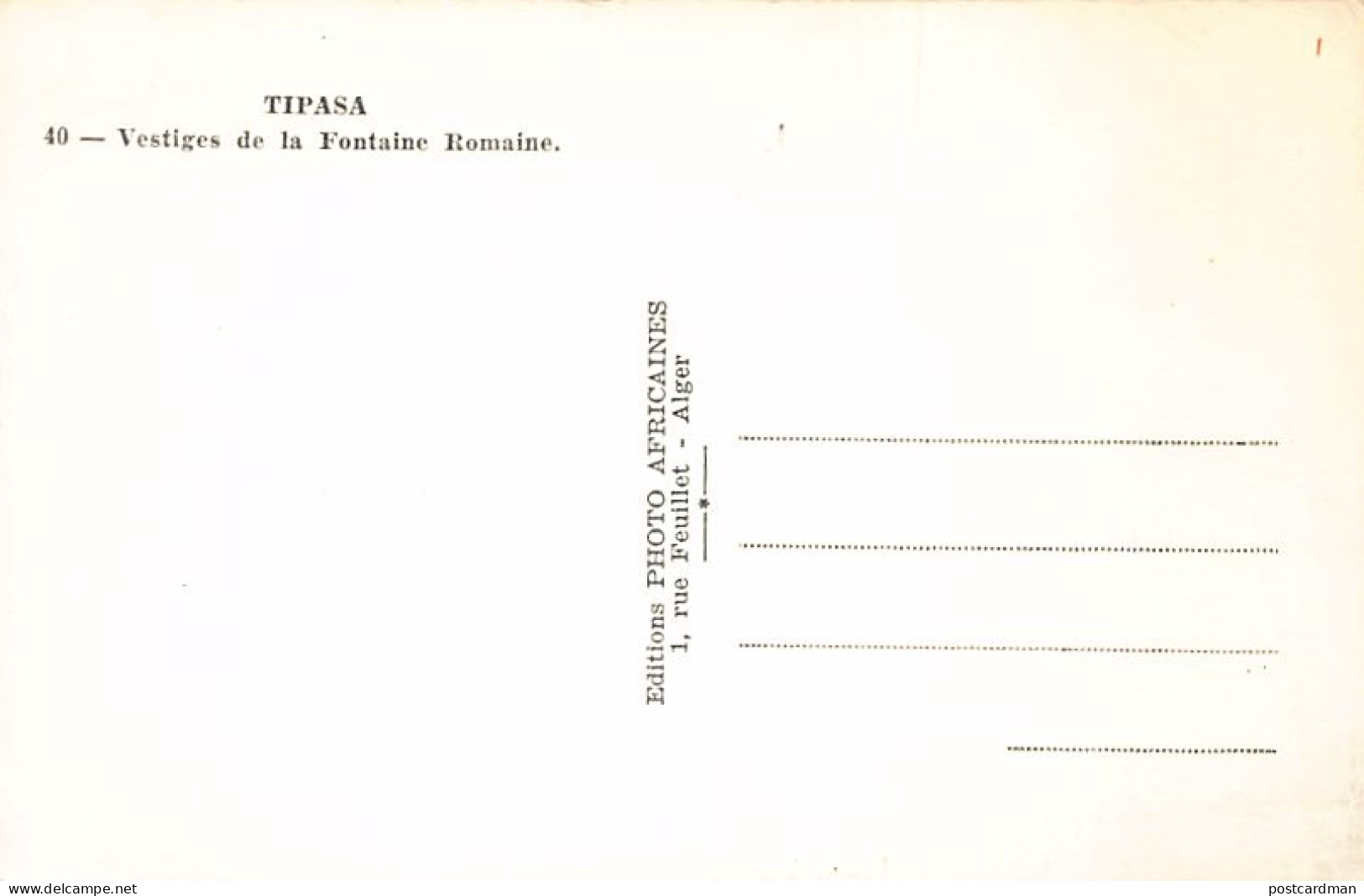 Algérie - TIPASA Tipaza - Vestiges De La Fontaine Romaine - Ed. Photo Africaines 40 - Sonstige & Ohne Zuordnung