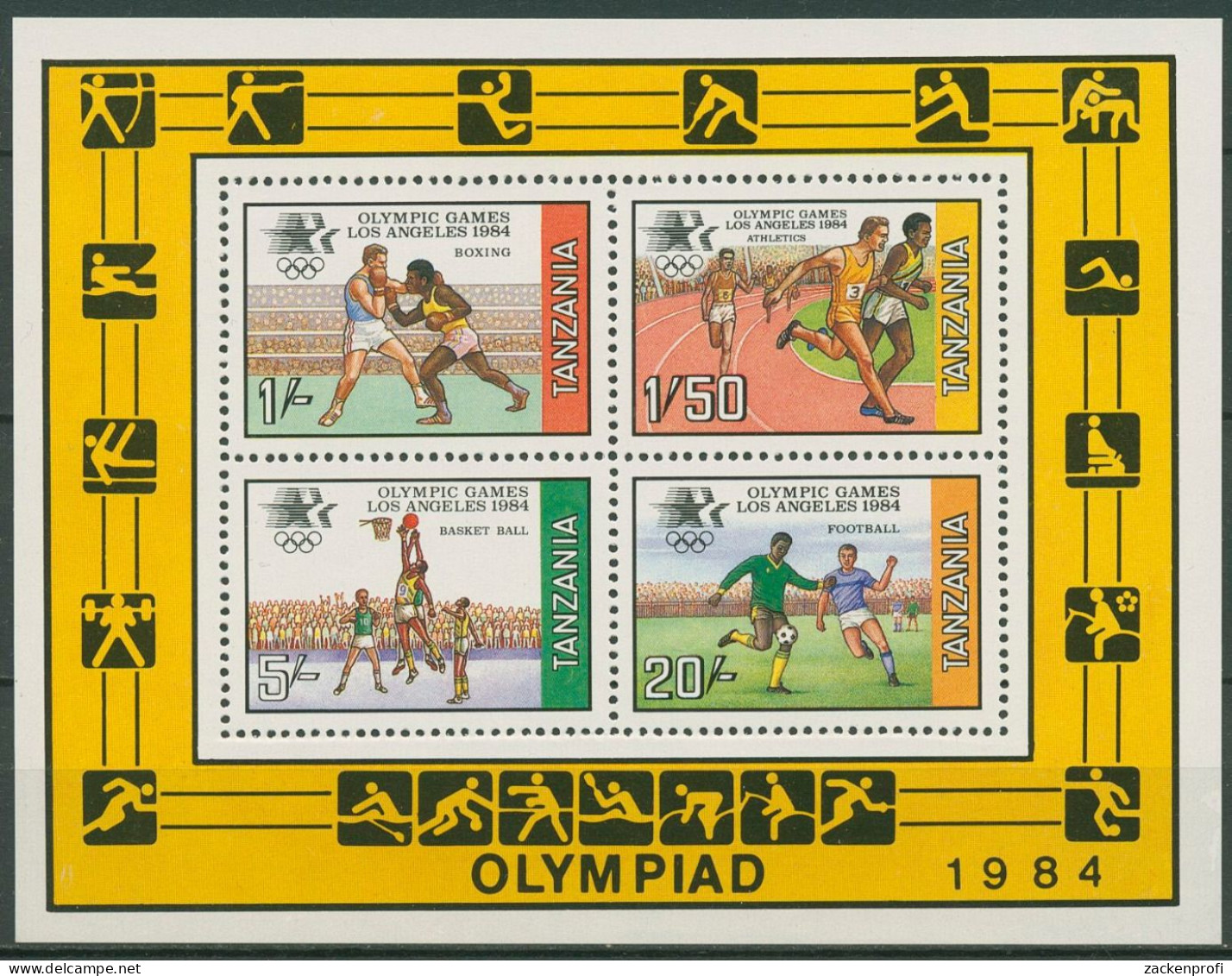 Tansania 1984 Olympische Sommerspiele Los Angeles Block 37 Postfrisch (C40637) - Tanzanie (1964-...)