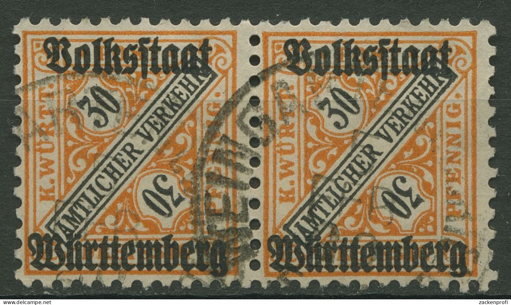 Württemberg Dienstmarken 1919 Mit Aufdruck 266 Waagerechtes Paar Gestempelt - Usati