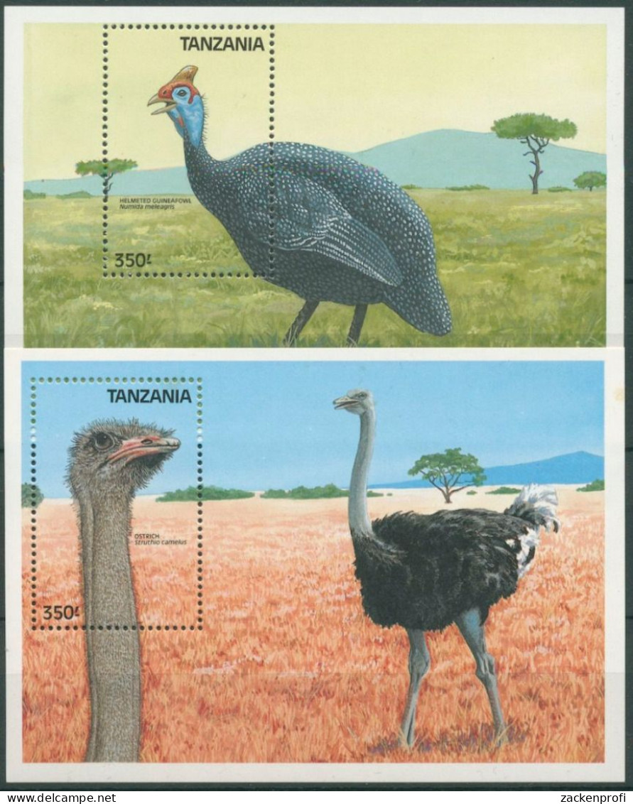 Tansania 1989 Vögel Strauß Helmperlhuhn Block 86/87 Postfrisch (C23696) - Tansania (1964-...)