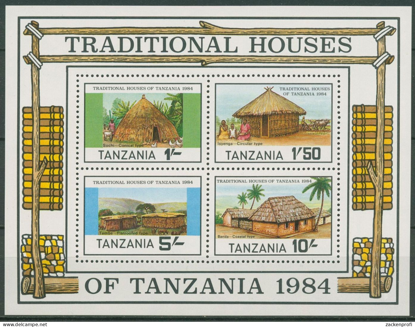 Tansania 1984 Traditionelle Häuser Block 39 Postfrisch (C40639) - Tanzania (1964-...)