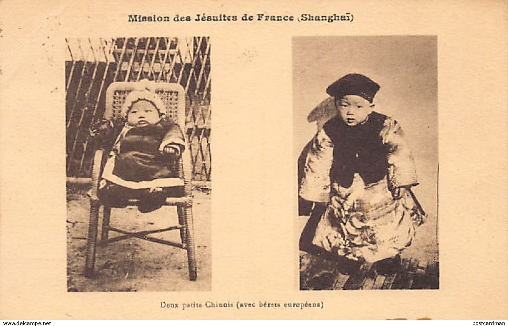 China - SHANGHAI - Two Chinese Orphans Wearing French Berets - Publ. Mission Of The French Jesuits  - Chine