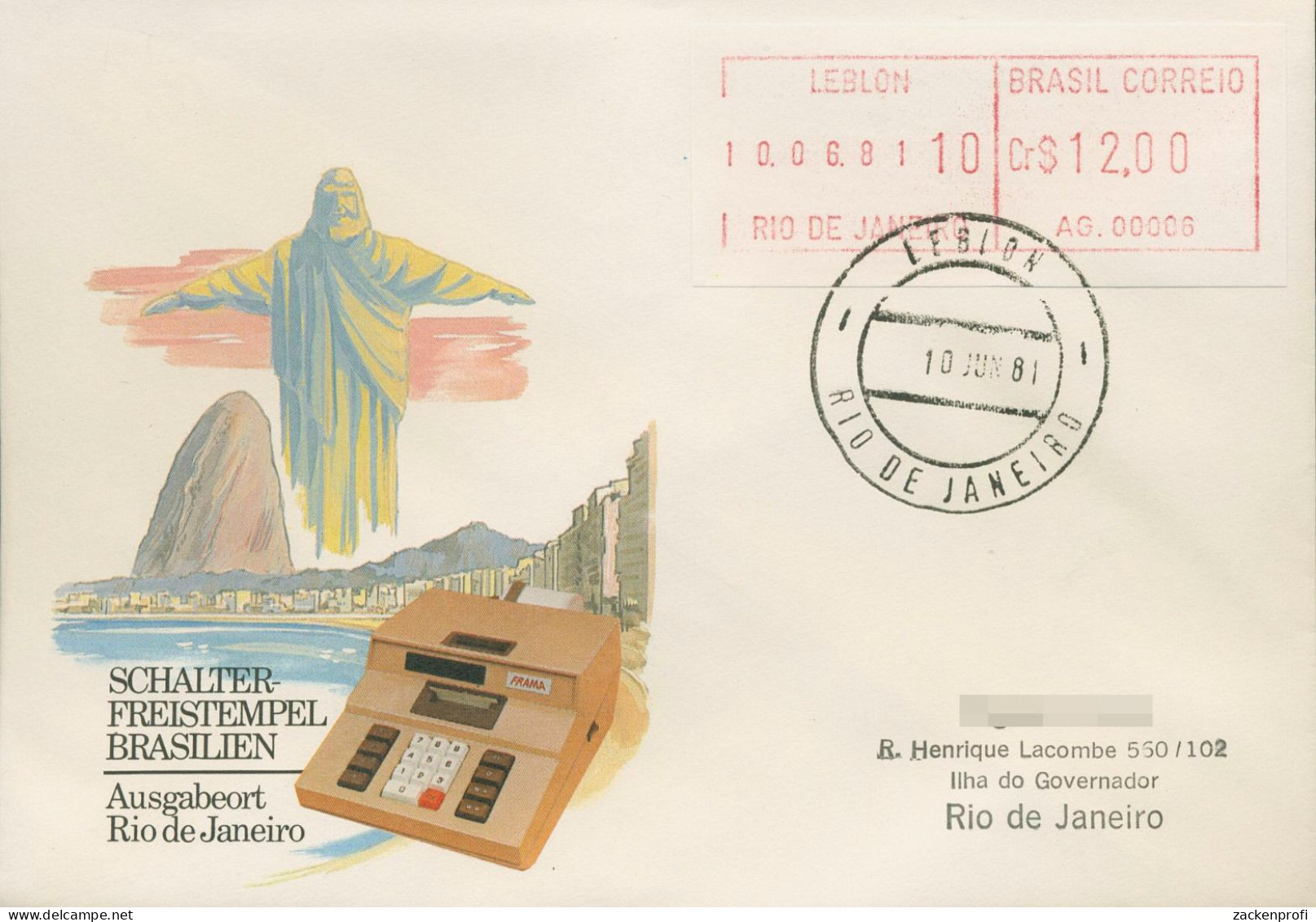 Brasilien 1981 ATM Automat AG. 00006 Ersttagsbrief ATM 2.6 D FDC (X80592) - Vignettes D'affranchissement (Frama)