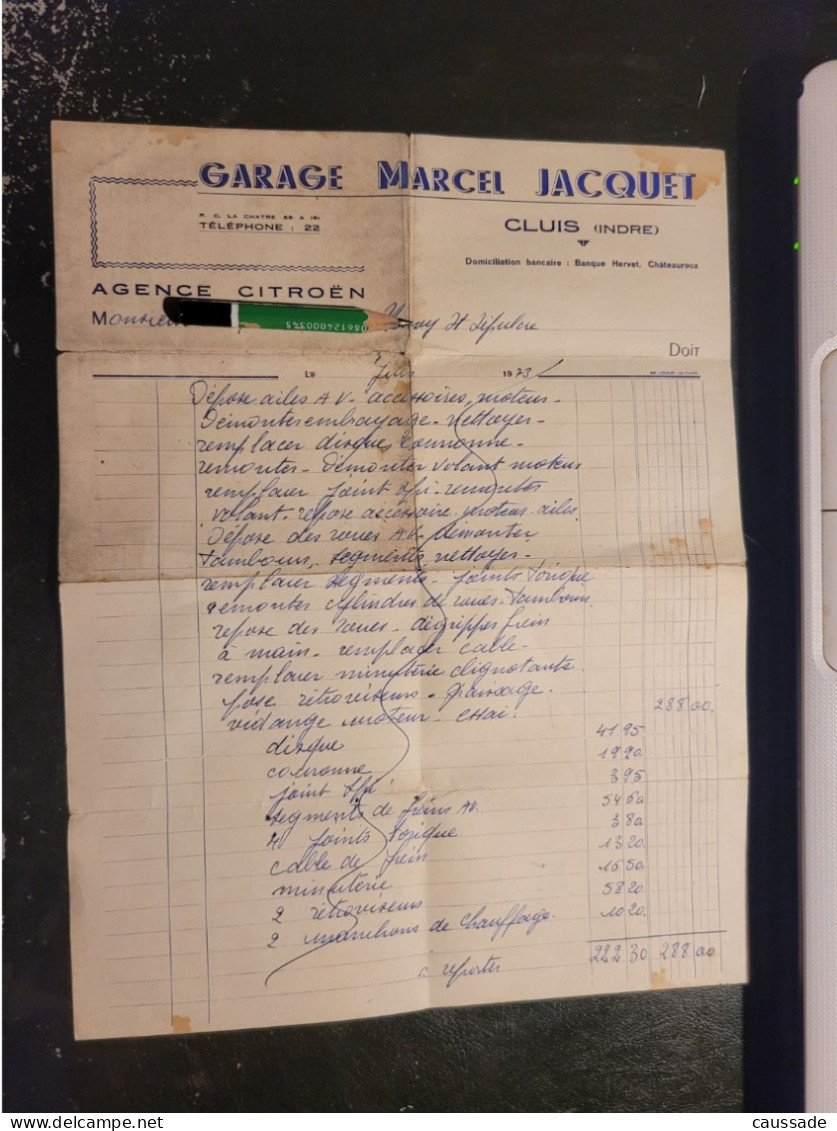 36 - CLUIS - Garage Marcel JACQUET - Agence CITROËN - Other & Unclassified