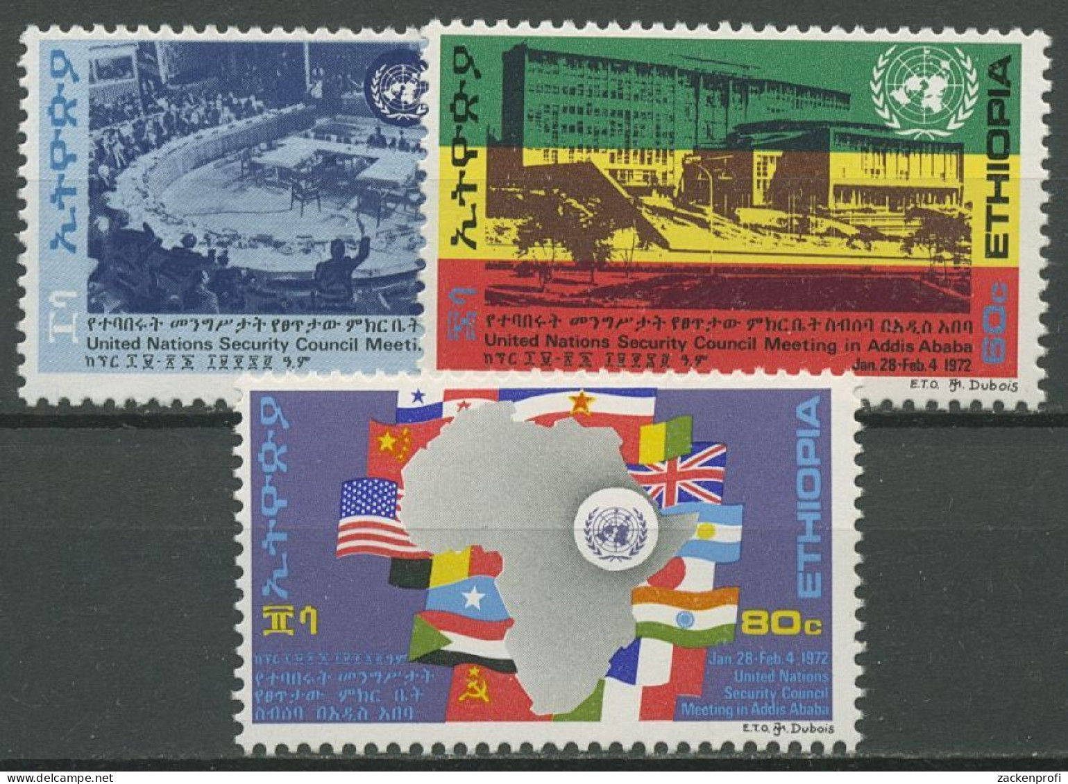 Äthiopien 1972 Konferenz Des Sicherheitsrates Der UNO 723/25 Postfrisch - Äthiopien