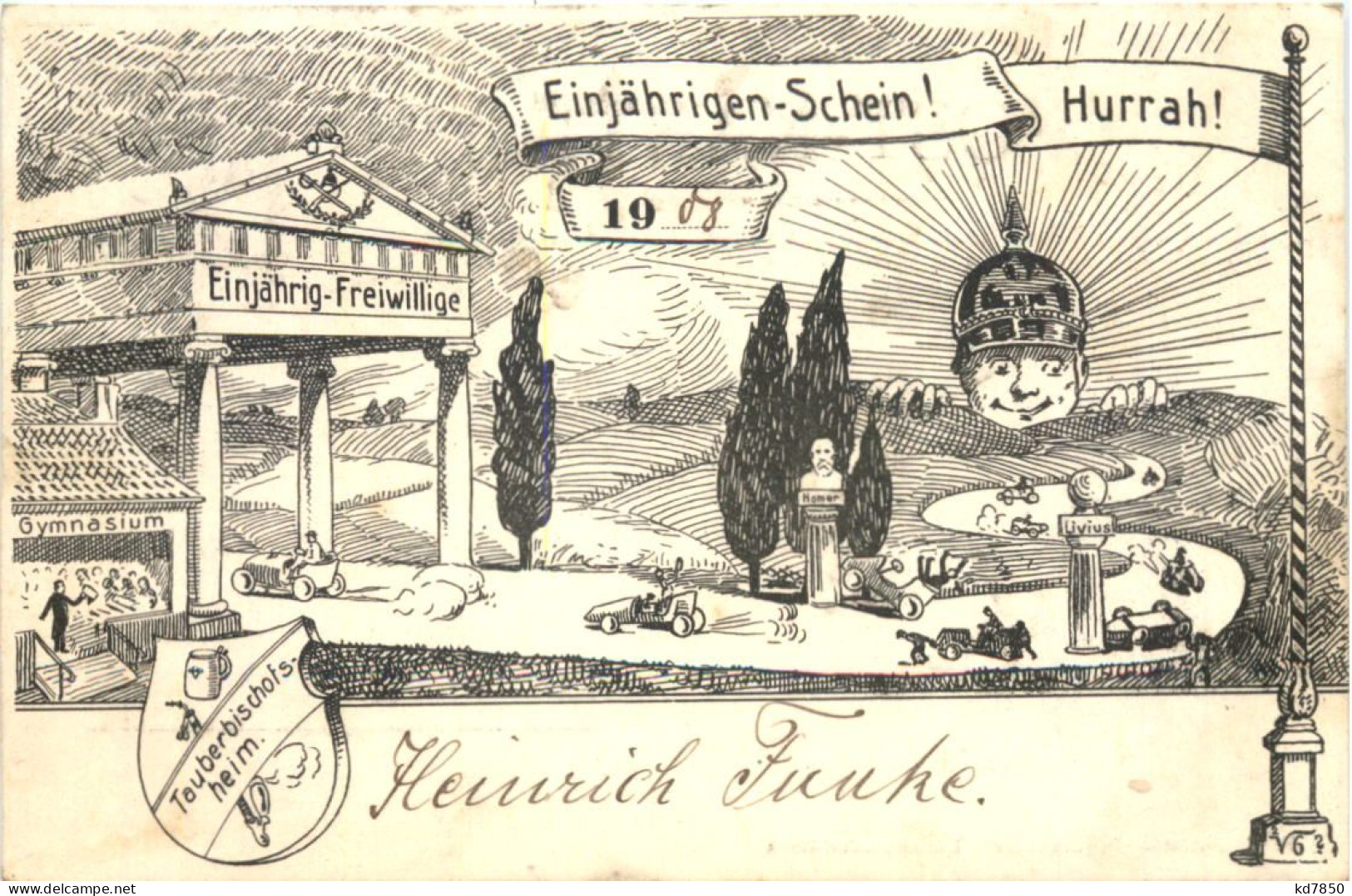 Tauberbischofsheim - Einjährigen Freiwillige 1908 - Studentika - Andere & Zonder Classificatie