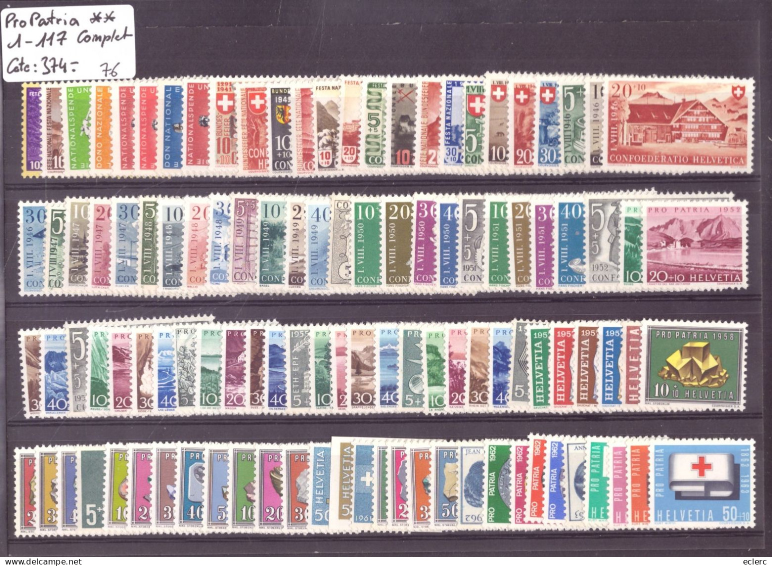 PRO PATRIA  - No 1-117 ** ( SANS CHARNIERE ) - ANNEES 1938-1963 -  COTE: 374.- - Unused Stamps